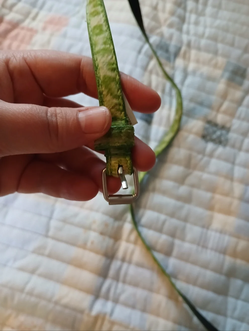Green Velvet Skinny Belt